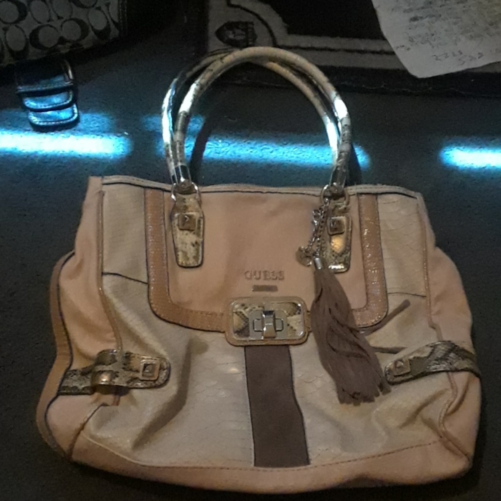 Tan snake print guess